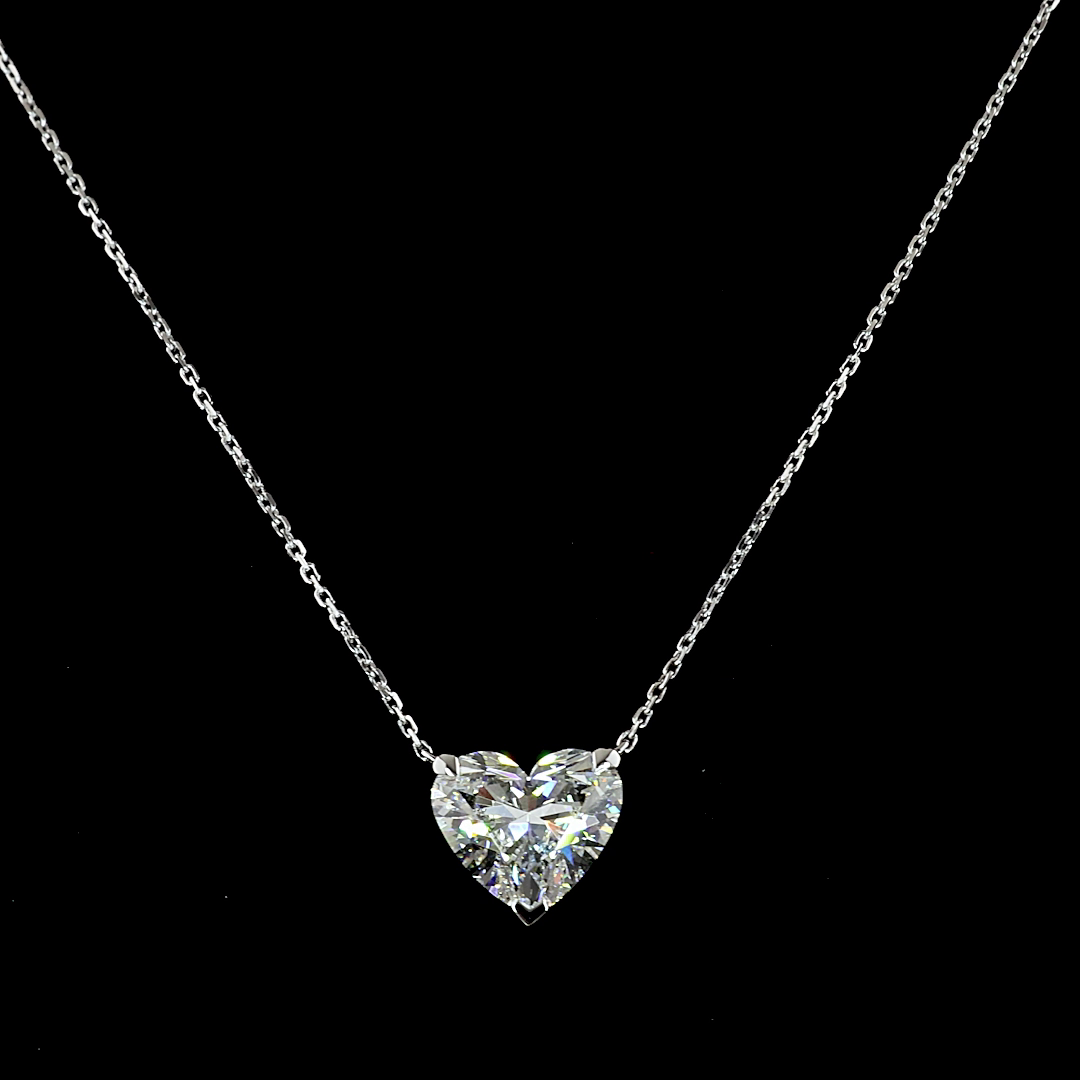 3.51 CT Heart Lab Grown Diamond Solitaire Necklace Pendant 18" (F Color and VS1 Clarity)