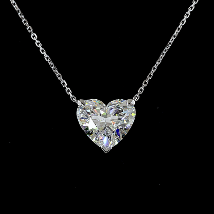 3.51 CT Heart Lab Grown Diamond Solitaire Necklace Pendant 18" (F Color and VS1 Clarity)
