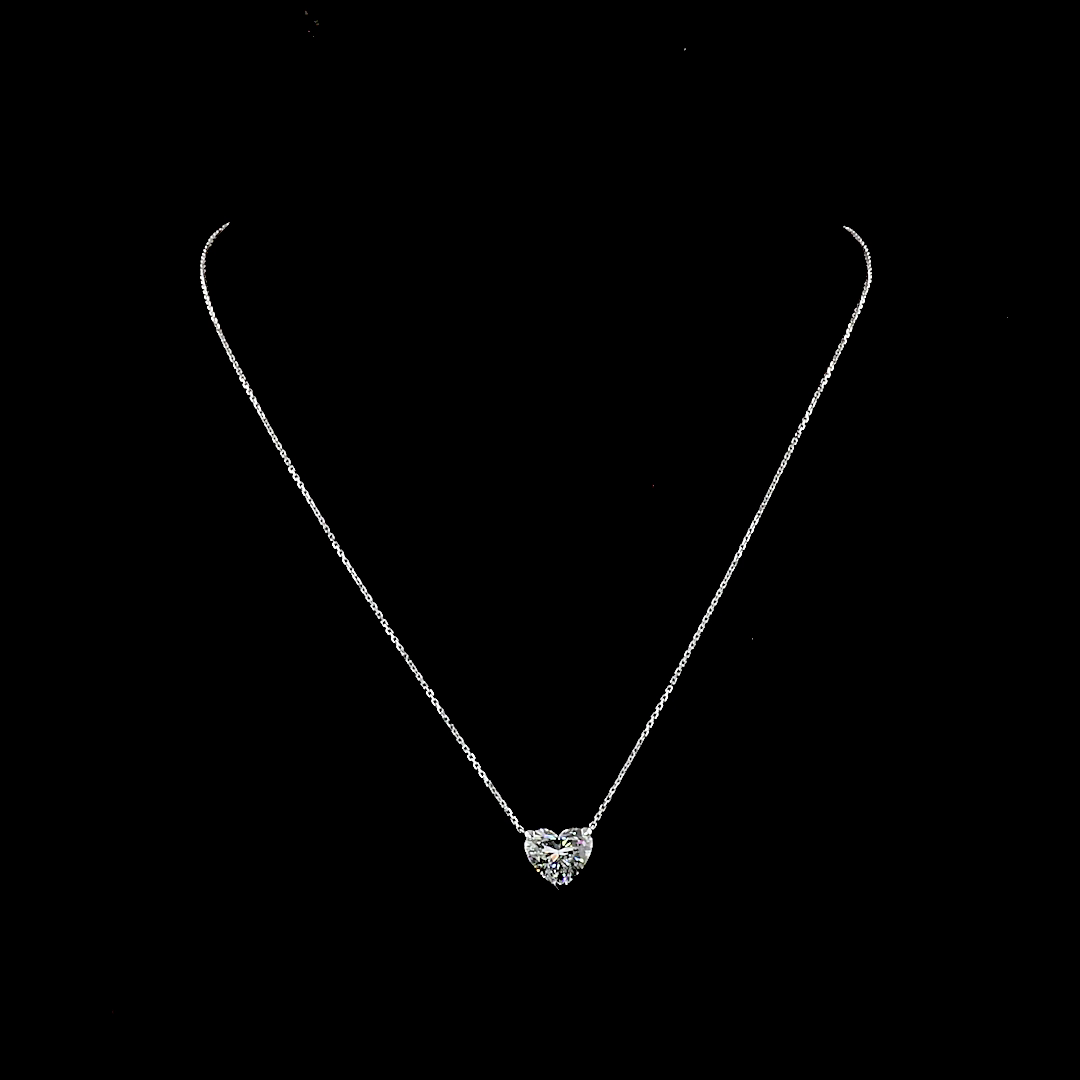 3.51 CT Heart Lab Grown Diamond Solitaire Necklace Pendant 18" (F Color and VS1 Clarity)