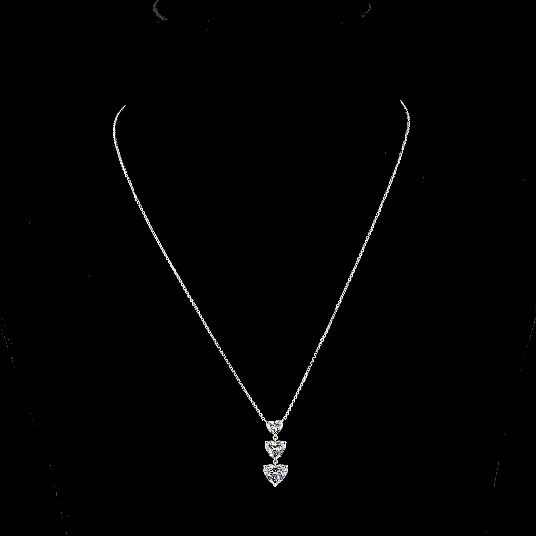 2.99 CTTW Heart Lab Diamond Heart Necklace Pendant (E Color and VS1 Clarity)