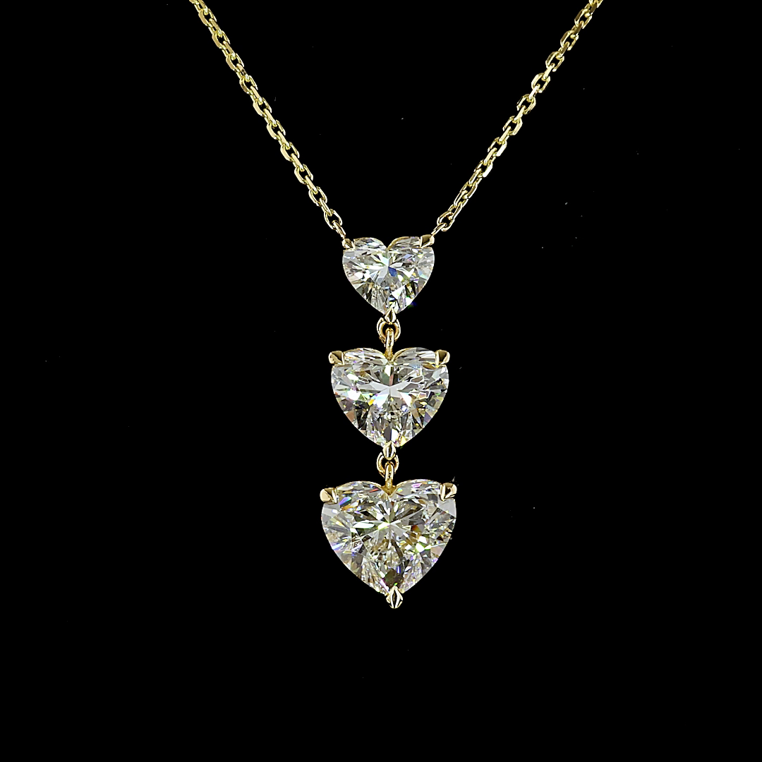 3.12 CTTW Heart Lab Diamond Heart Necklace Pendant (E Color and VVS2 Clarity)