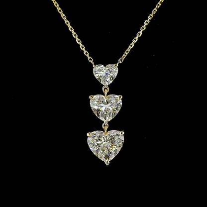 3.12 CTTW Heart Lab Diamond Heart Necklace Pendant (E Color and VVS2 Clarity)