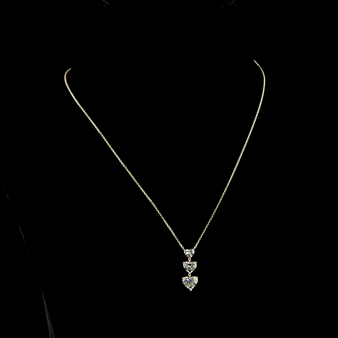3.12 CTTW Heart Lab Diamond Heart Necklace Pendant (E Color and VVS2 Clarity)
