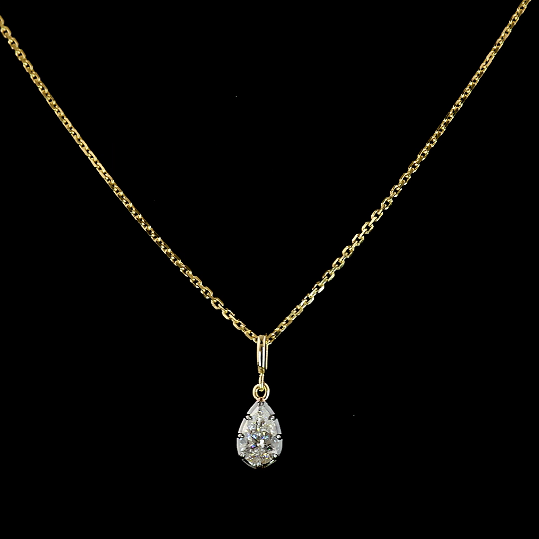 0.30 CT Pear Lab Grown Diamond Solitaire Necklace Pendant 17" (E Color and VS1 Clarity)