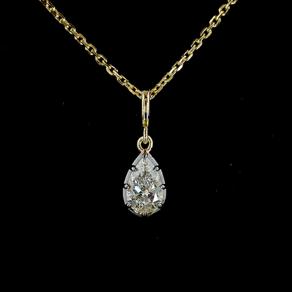 0.30 CT Pear Lab Grown Diamond Solitaire Necklace Pendant 17" (E Color and VS1 Clarity)