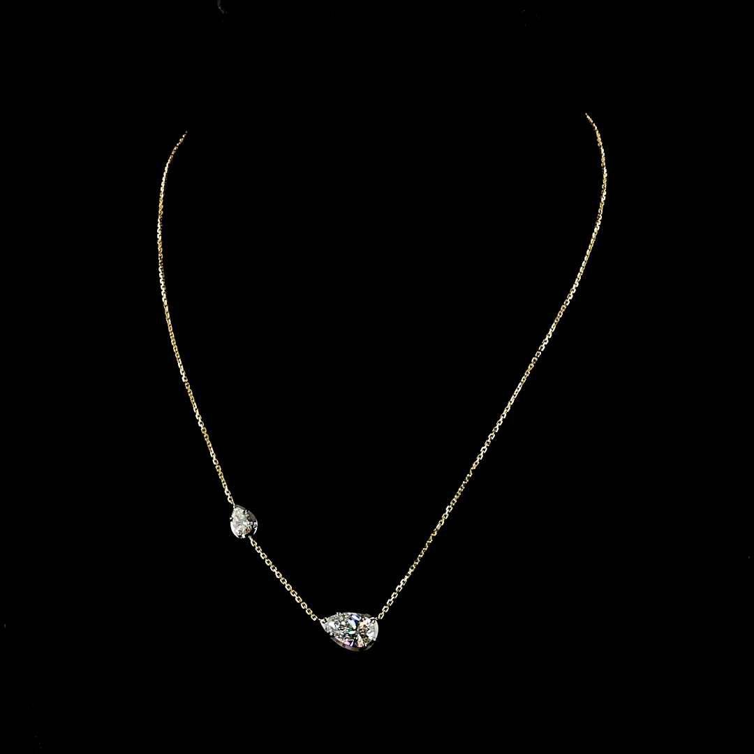 2.60 CTTW Pear Lab Grown Diamond Special Necklace Pendant 17" (F Color and VS1 Clarity)