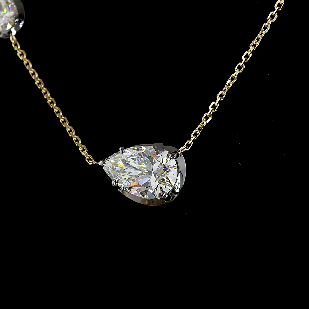 2.60 CTTW Pear Lab Grown Diamond Special Necklace Pendant 17" (F Color and VS1 Clarity)