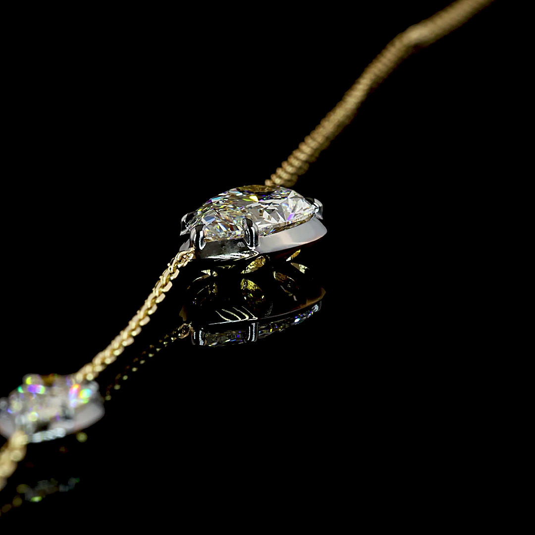 2.60 CTTW Pear Lab Grown Diamond Special Necklace Pendant 17" (F Color and VS1 Clarity)
