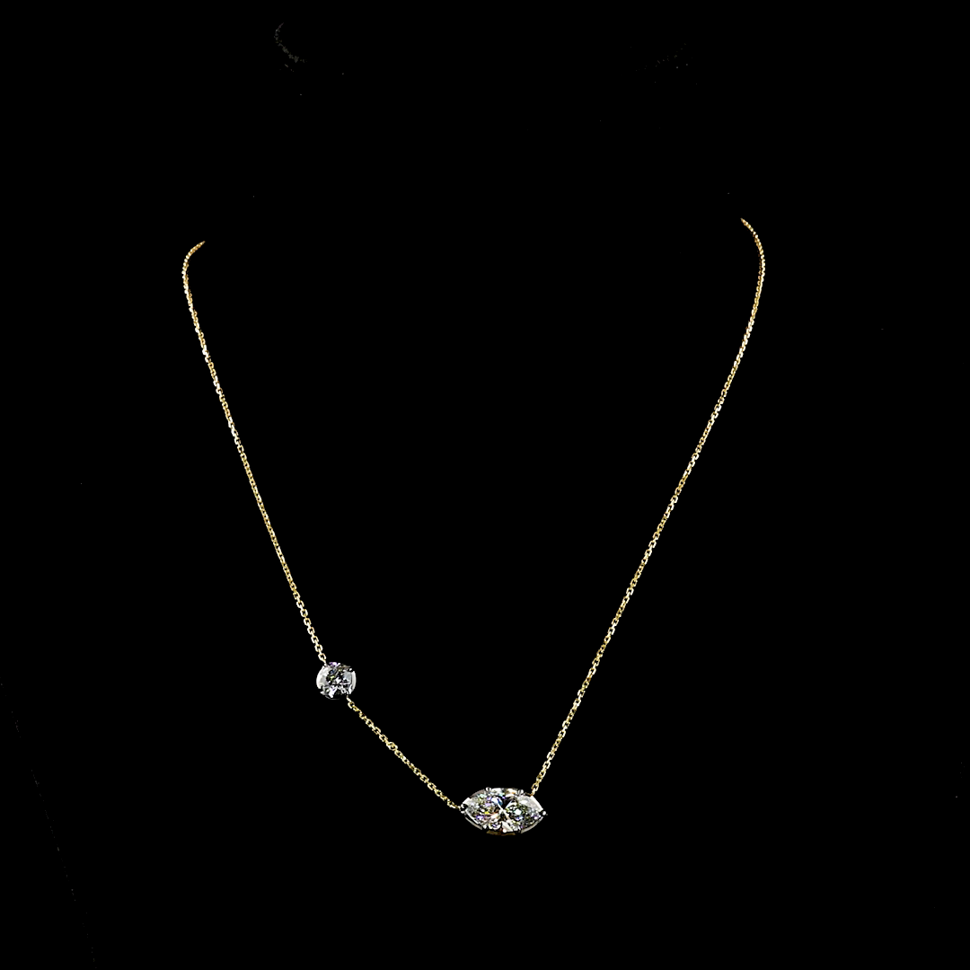 3.58 CTTW Marquise Lab Grown Diamond Special Necklace Pendant 17" (E Color and VS1 Clarity)