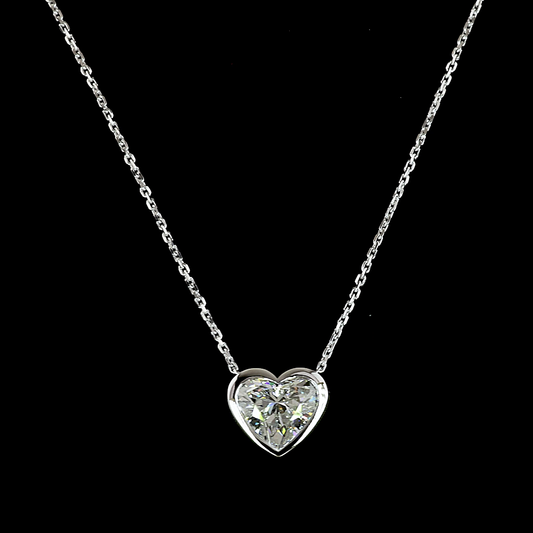 2.04 CT Heart Lab Diamond Solitaire Necklace Pendant (F Color and VS1 Clarity)