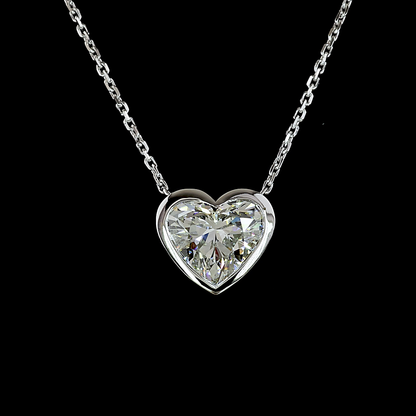 2.04 CT Heart Lab Diamond Solitaire Necklace Pendant (F Color and VS1 Clarity)
