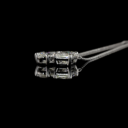 3.54 CTTW Radiant Lab Diamond Toi et Moi Necklace Pendant (D Color and VVS2 Clarity)