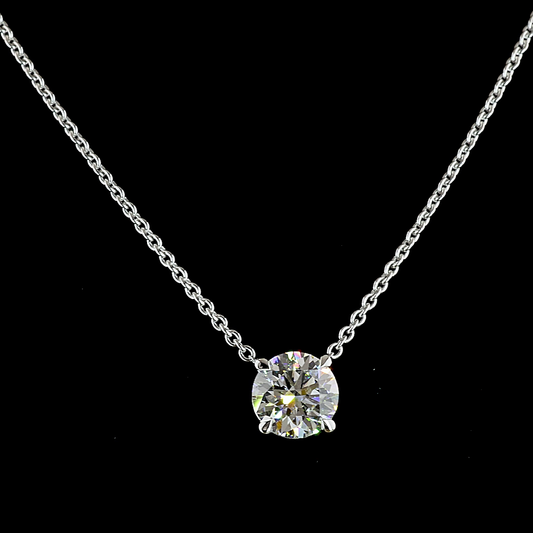 3.03 CT Round Lab Grown Diamond Solitaire Necklace Pendant 18" (F Color and VVS2 Clarity)