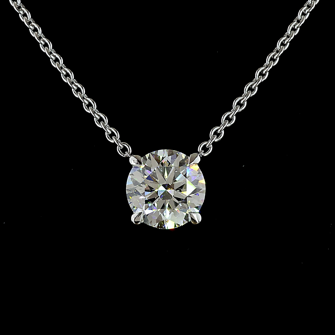 3.03 CT Round Lab Grown Diamond Solitaire Necklace Pendant 18" (F Color and VVS2 Clarity)
