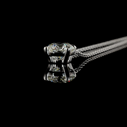 3.03 CT Round Lab Grown Diamond Solitaire Necklace Pendant 18" (F Color and VVS2 Clarity)