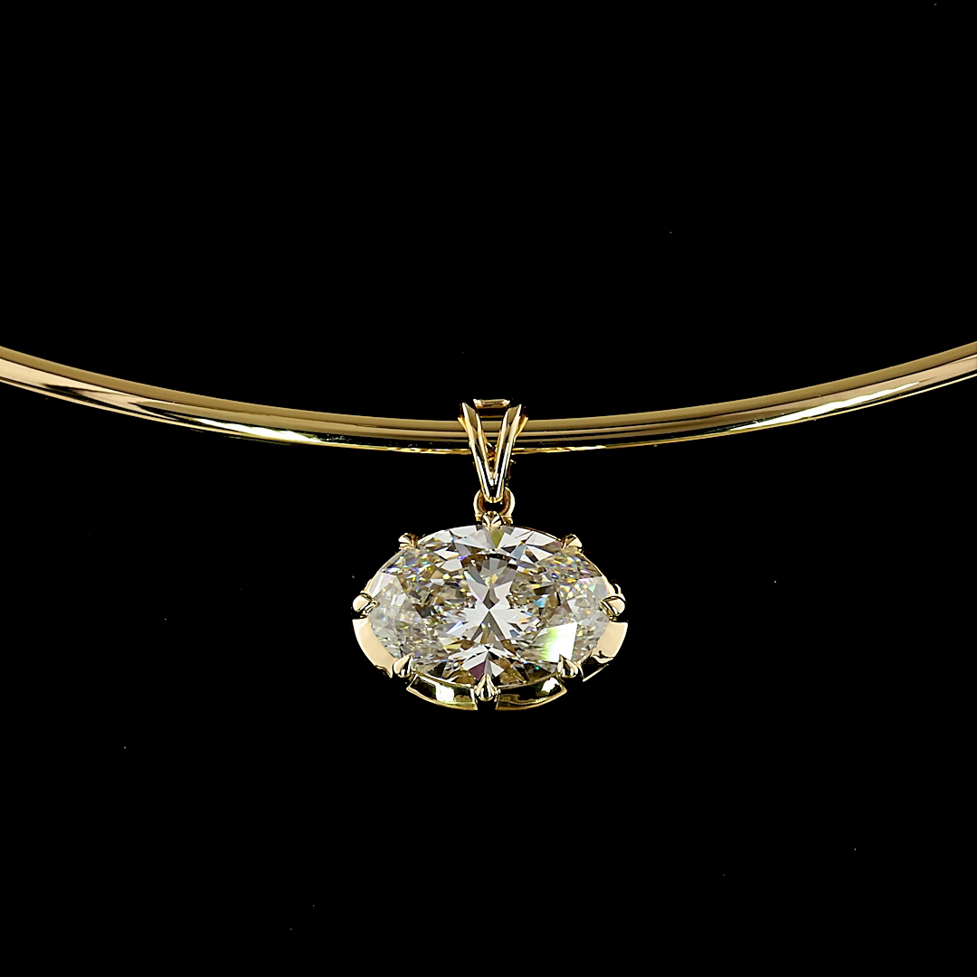 3.57 CT Oval Lab Grown Diamond Solitaire Necklace Pendant 18" (F Color and VS1 Clarity)