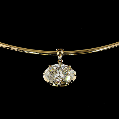 3.57 CT Oval Lab Grown Diamond Solitaire Necklace Pendant 18" (F Color and VS1 Clarity)