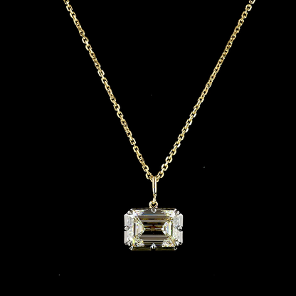 3.54 CT Emerald Lab Grown Diamond Solitaire Necklace Pendant 17" (F Color and VS1 Clarity)