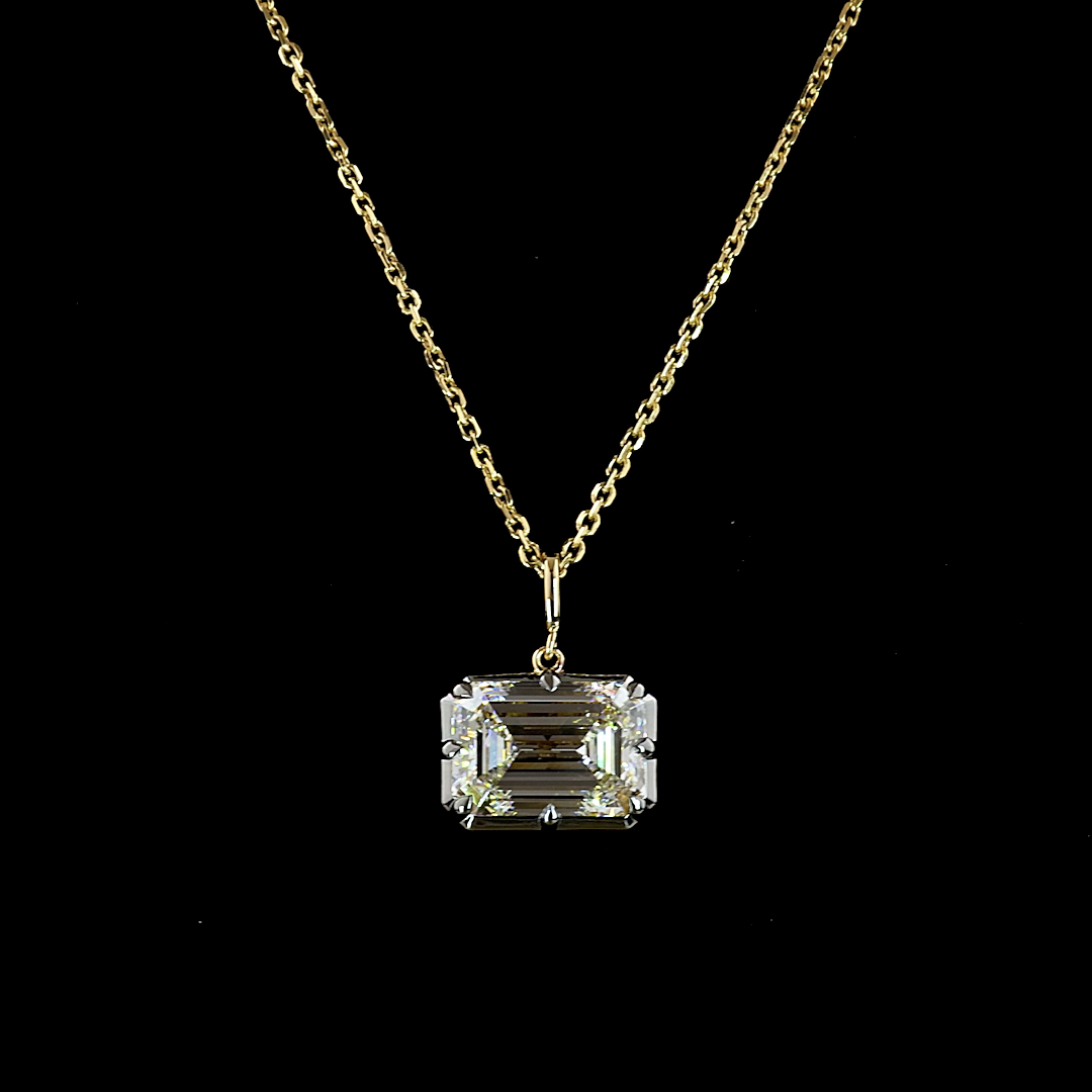 3.54 CT Emerald Lab Grown Diamond Solitaire Necklace Pendant 17" (F Color and VS1 Clarity)