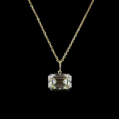 3.54 CT Emerald Lab Grown Diamond Solitaire Necklace Pendant 17" (F Color and VS1 Clarity)