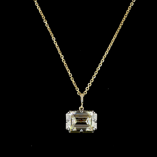 3.64 CT Emerald Lab Grown Diamond Solitaire Necklace Pendant 17" (F Color and VVS2 Clarity)