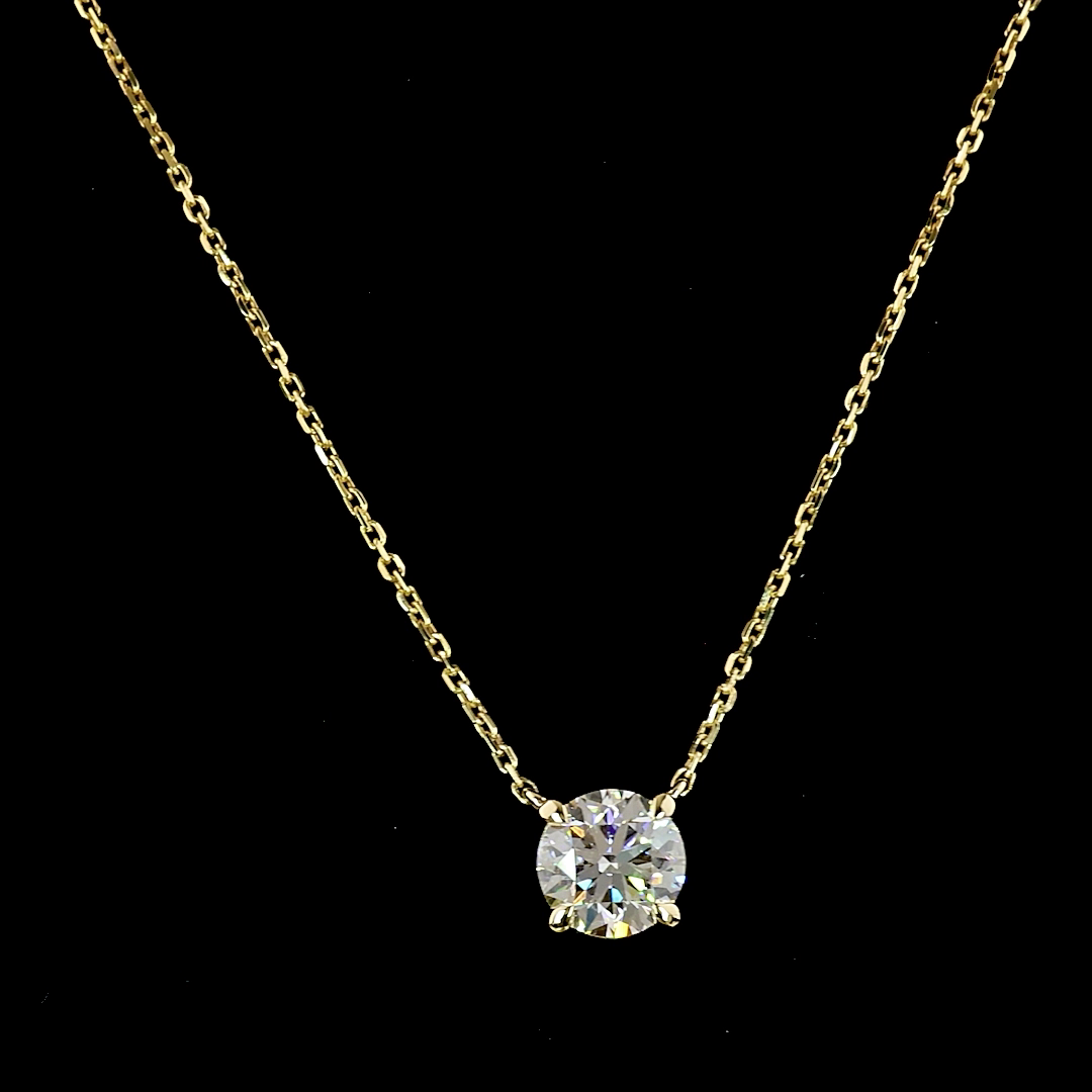 1.07 CT Round Lab Grown Diamond Solitaire Necklace Pendant 18" (D Color and VVS2 Clarity)