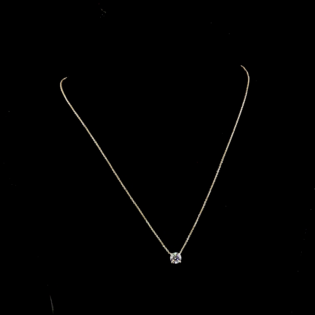 1.07 CT Round Lab Grown Diamond Solitaire Necklace Pendant 18" (D Color and VVS2 Clarity)