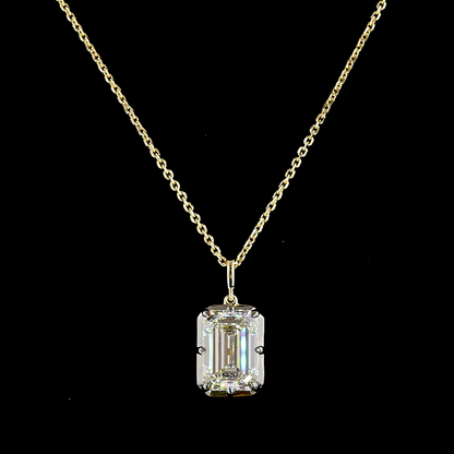 4.03 CT Emerald Lab Diamond Solitaire Necklace Pendant (F Color and VS1 Clarity)