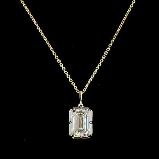 4.03 CT Emerald Lab Diamond Solitaire Necklace Pendant (F Color and VS1 Clarity)