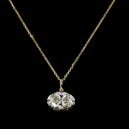 4.03 CT Oval Lab Grown Diamond Solitaire Necklace Pendant 17" (F Color and VVS2 Clarity)
