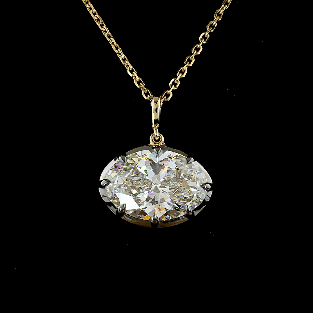 4.03 CT Oval Lab Grown Diamond Solitaire Necklace Pendant 17" (F Color and VVS2 Clarity)