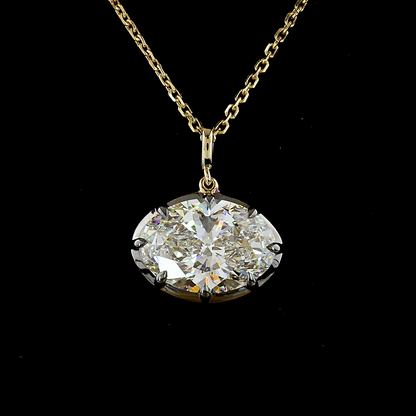4.03 CT Oval Lab Grown Diamond Solitaire Necklace Pendant 17" (F Color and VVS2 Clarity)