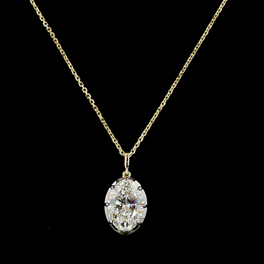 4.05 CT Oval Lab Diamond Solitaire Necklace Pendant (F Color and VVS2 Clarity)