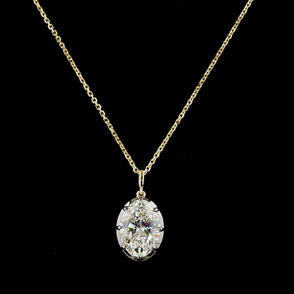 4.13 CT Oval Lab Grown Diamond Solitaire Necklace Pendant 17" (F Color and VVS2 Clarity)