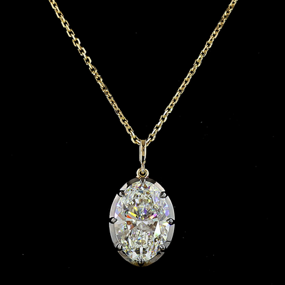 4.13 CT Oval Lab Grown Diamond Solitaire Necklace Pendant 17" (F Color and VVS2 Clarity)