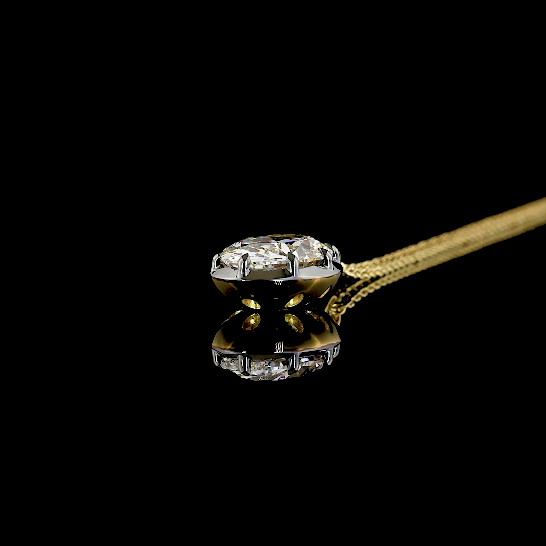 4.13 CT Oval Lab Grown Diamond Solitaire Necklace Pendant 17" (F Color and VVS2 Clarity)