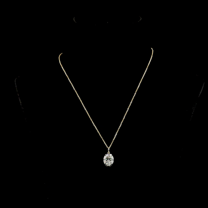 4.13 CT Oval Lab Grown Diamond Solitaire Necklace Pendant 17" (F Color and VVS2 Clarity)