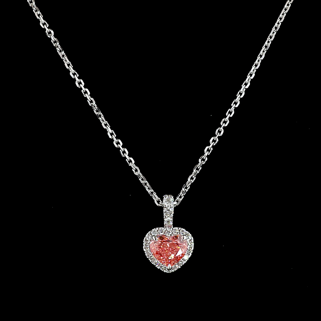 1.17 CTTW Heart Lab Diamond Special Necklace Pendant (Fancy Vivid Pink Color and VS2 Clarity)