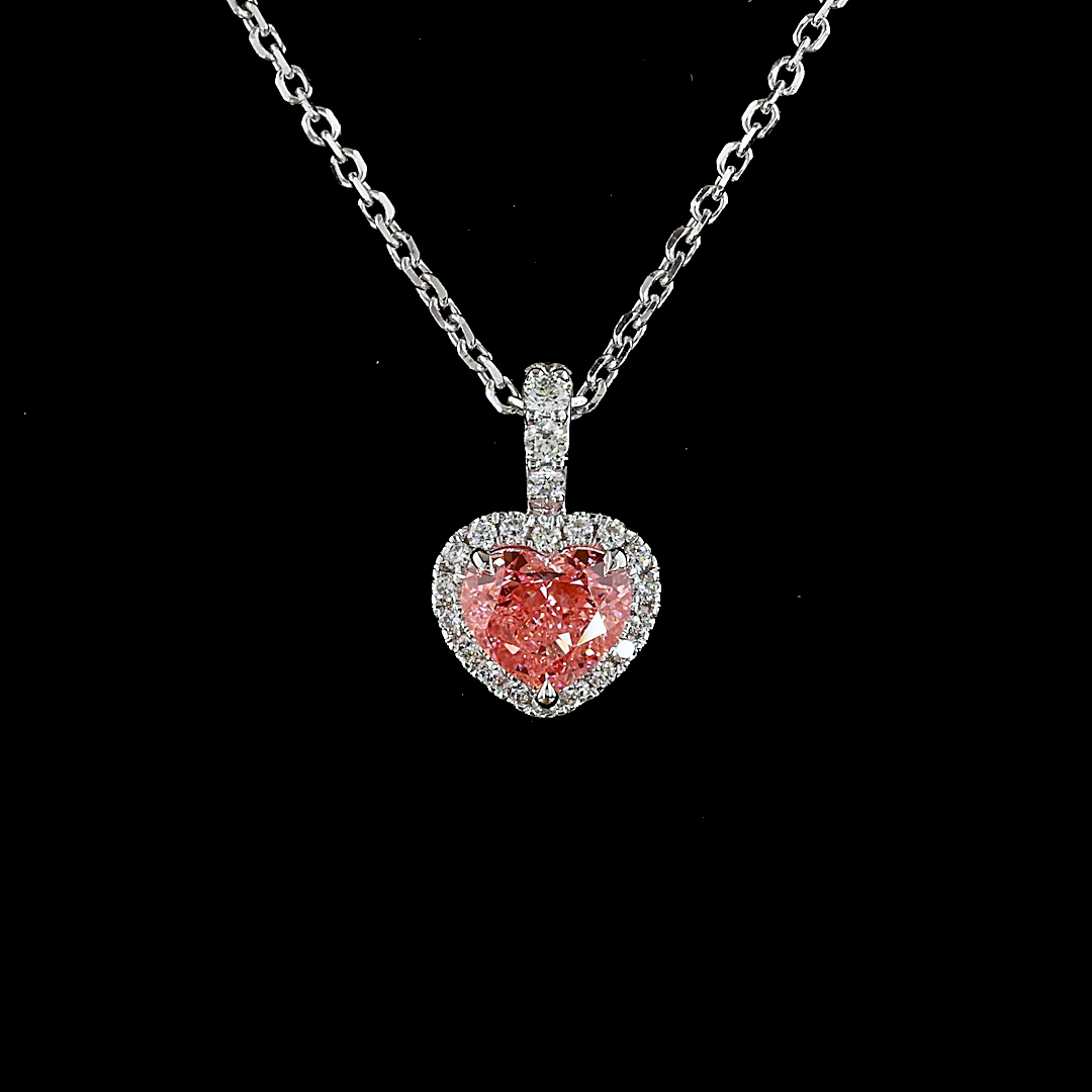 1.17 CTTW Heart Lab Diamond Special Necklace Pendant (Fancy Vivid Pink Color and VS2 Clarity)