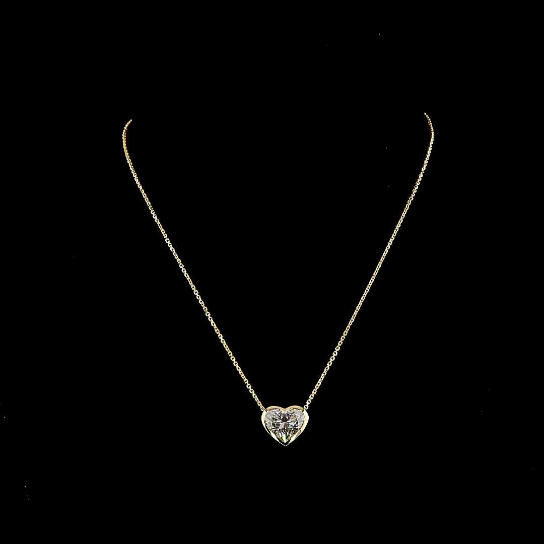 5.21 CT Heart Lab Grown Diamond Solitaire Necklace Pendant 16" (F Color and VS1 Clarity)