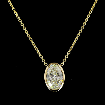6.03 CT Oval Lab Grown Diamond Solitaire Necklace Pendant 16" (F Color and VVS2 Clarity)