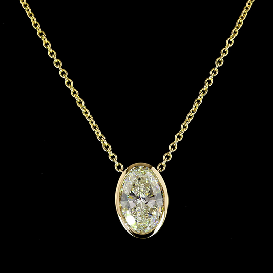 6.03 CT Oval Lab Grown Diamond Solitaire Necklace Pendant 16" (F Color and VVS2 Clarity)