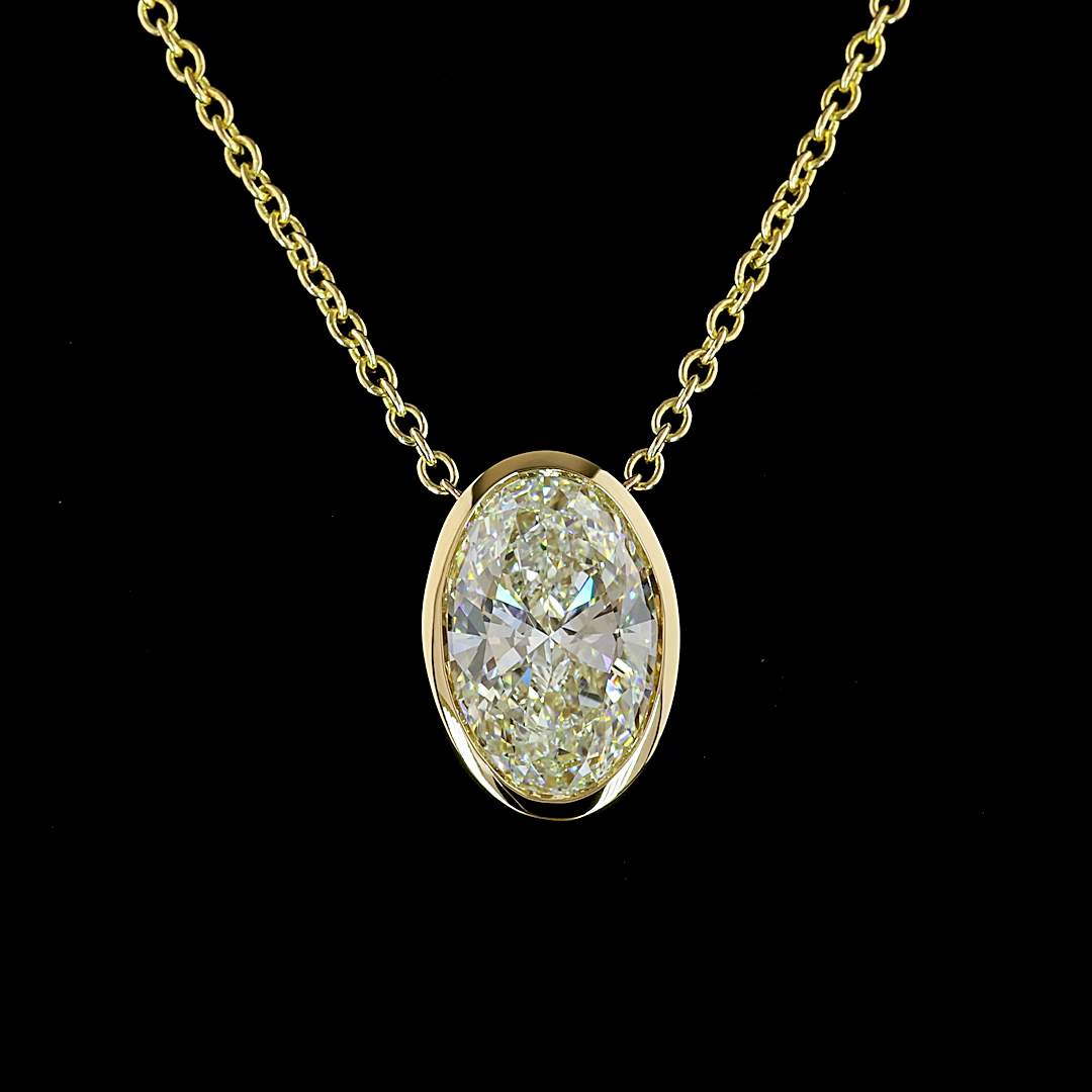 6.03 CT Oval Lab Grown Diamond Solitaire Necklace Pendant 16" (F Color and VVS2 Clarity)