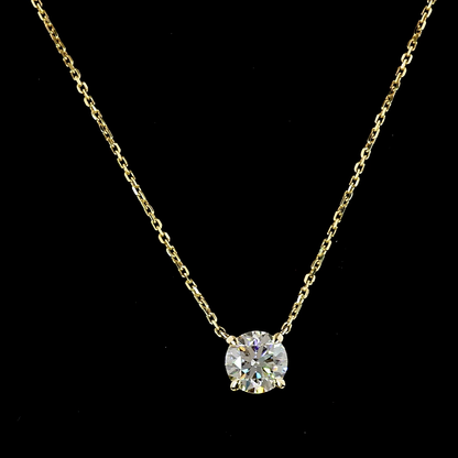 1.00 CT Round Lab Grown Diamond Solitaire Necklace Pendant 18" (D Color and VS1 Clarity)