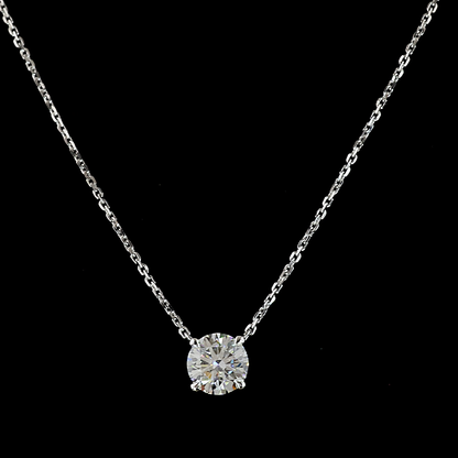 1.02 CT Round Lab Grown Diamond Solitaire Necklace Pendant 18" (E Color and VVS2 Clarity)