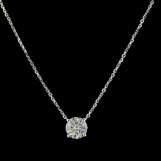 1.02 CT Round Lab Grown Diamond Solitaire Necklace Pendant 18" (E Color and VVS2 Clarity)