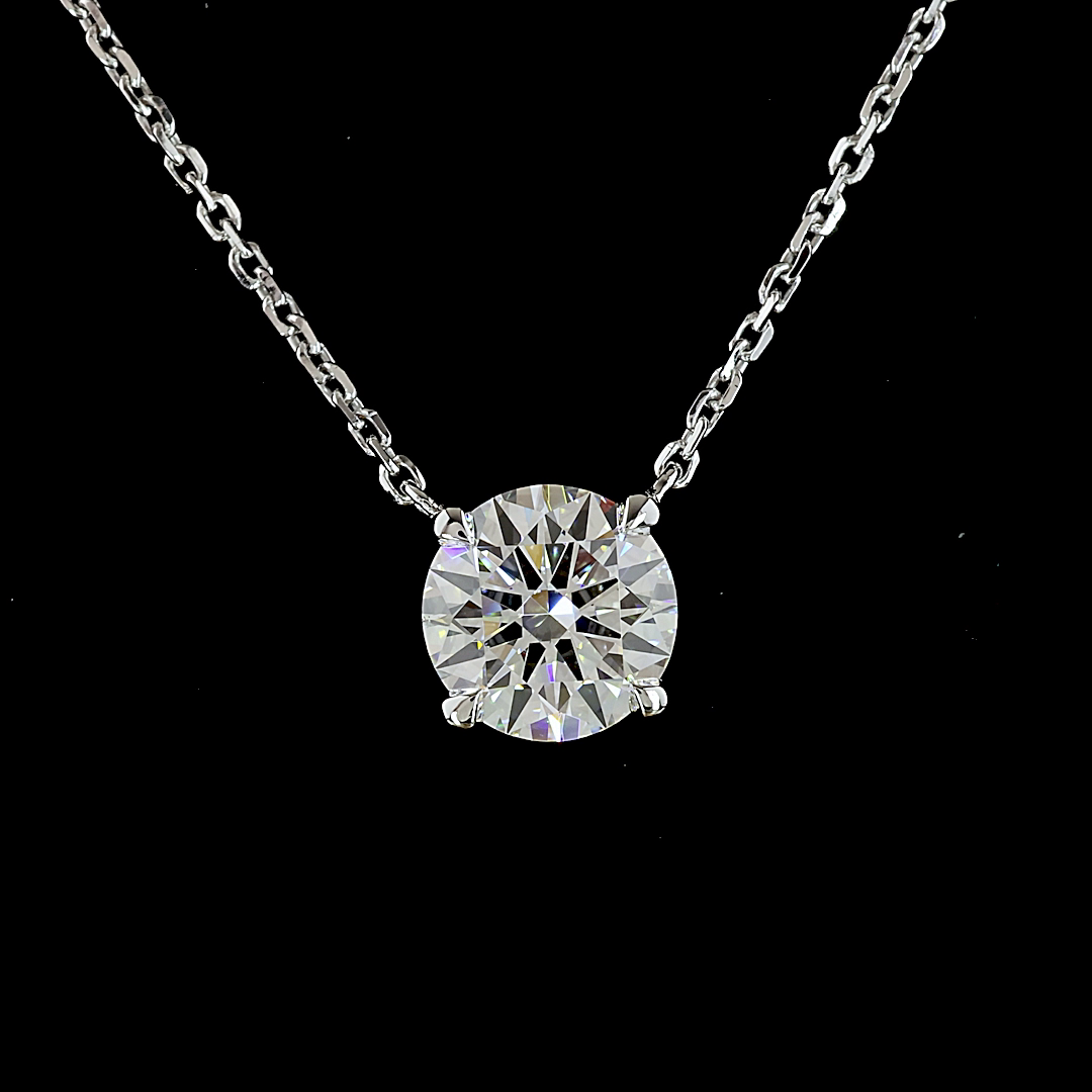 1.02 CT Round Lab Grown Diamond Solitaire Necklace Pendant 18" (E Color and VVS2 Clarity)