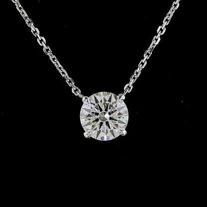 1.02 CT Round Lab Grown Diamond Solitaire Necklace Pendant 18" (E Color and VVS2 Clarity)