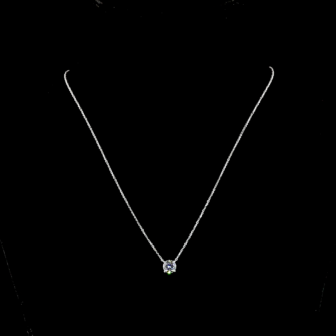 1.02 CT Round Lab Grown Diamond Solitaire Necklace Pendant 18" (E Color and VVS2 Clarity)