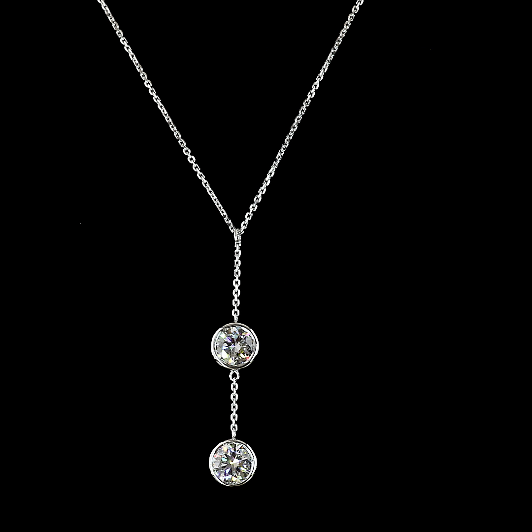 2.04 CTTW Round Lab Grown Diamond Lariat Necklace Pendant 18" (D Color and VS1 Clarity)